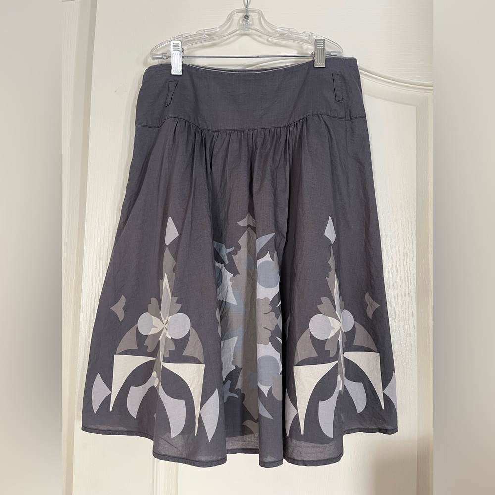 🌸2/20 Esprit Vintage Y2K Retro Grey Pleated Midi Skirt 100% Cotton Size 2